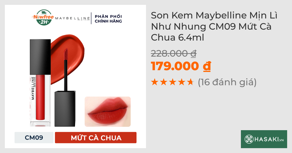 Son Kem Maybelline Mịn Lì Như Nhung CM09 Mứt Cà Chua 6.4ml