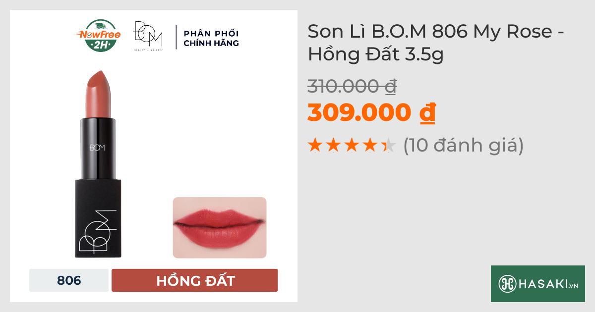 Son Lì B.O.M 806 My Rose - Hồng Đất 3.5g