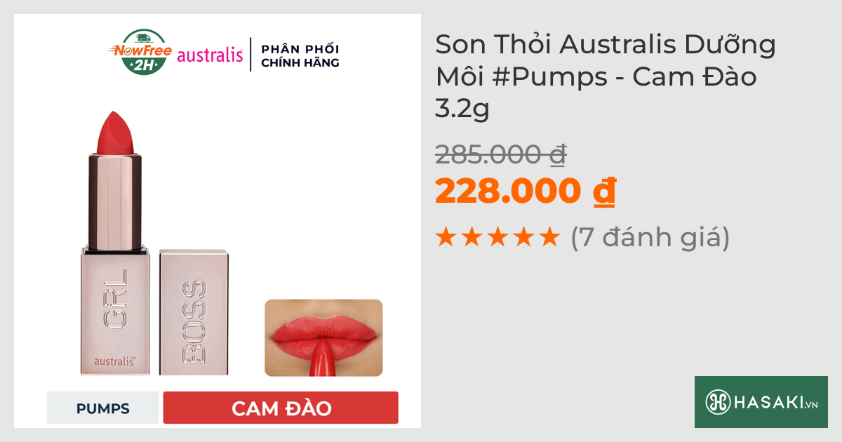 Son Thỏi Australis Dưỡng Môi #Pumps - Cam Đào 3.2g