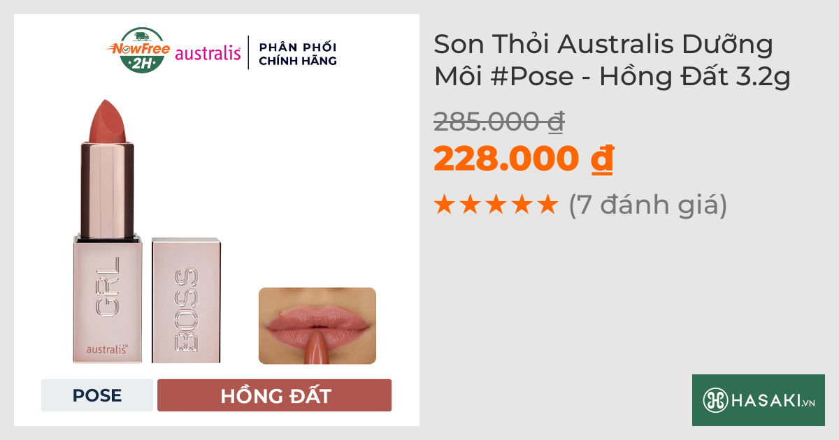 Son Thỏi Australis Dưỡng Môi #Pose - Hồng Đất 3.2g