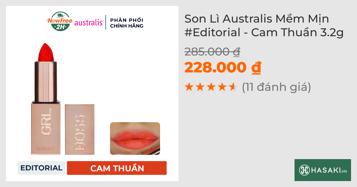 Son Lì Australis Mềm Mịn #Editorial - Cam Thuần 3.2g