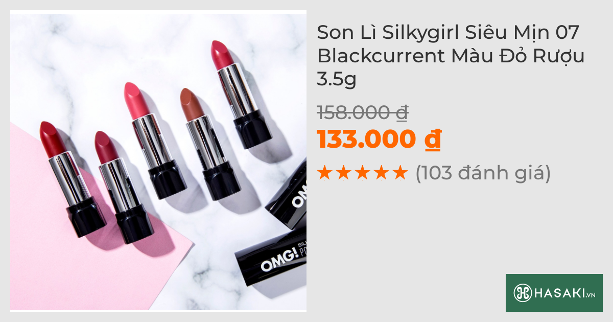 Son Lì Silkygirl Siêu Mịn 07 Blackcurrent Màu Đỏ Rượu 3.5g