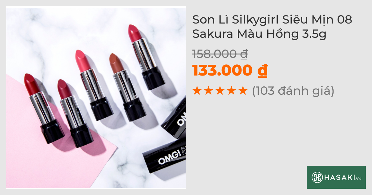 Son Lì Silkygirl Siêu Mịn 08 Sakura Màu Hồng 3.5g