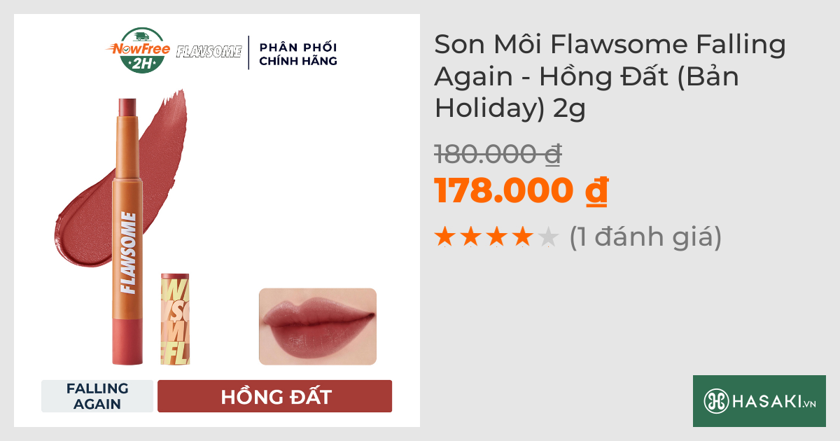 Son Môi Flawsome Falling Again - Hồng Đất (Bản Holiday) 2g