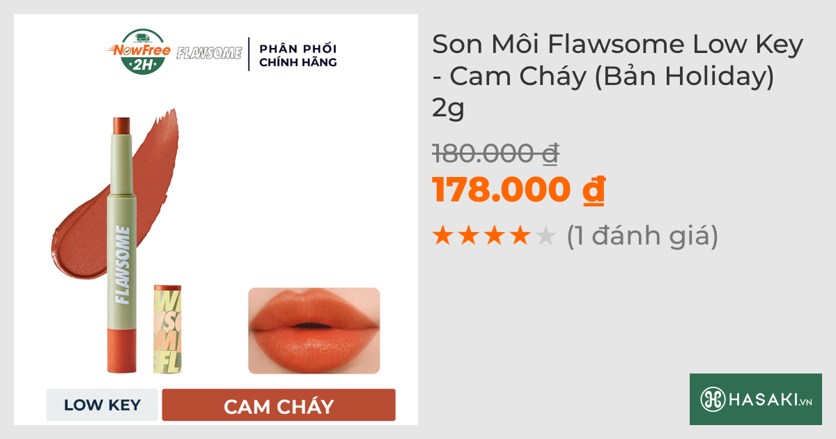 Son Môi Flawsome Low Key - Cam Cháy (Bản Holiday) 2g