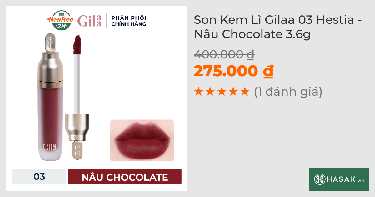 Son Kem Lì Gilaa 03 Hestia - Nâu Chocolate 3.6g