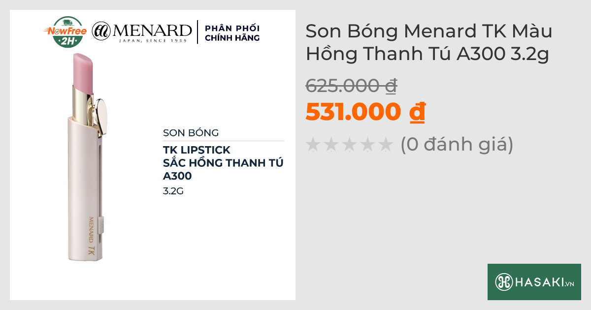 Son Bóng Menard TK Màu Hồng Thanh Tú A300 3.2g