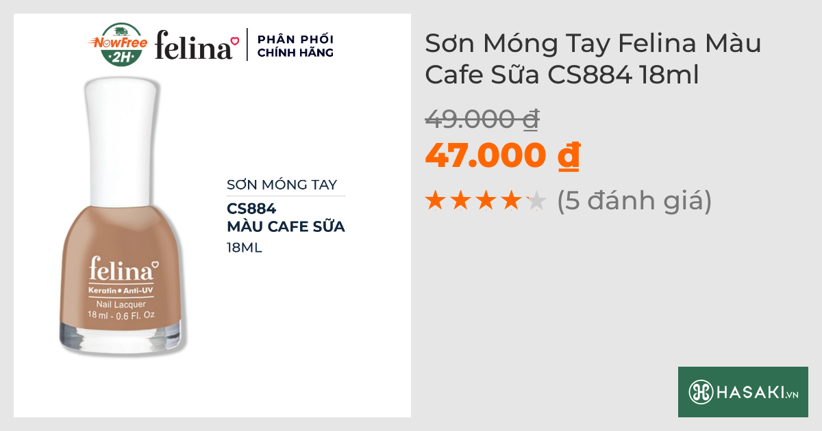 Sơn Móng Tay Felina CS884 Màu Trà Sữa 18ml