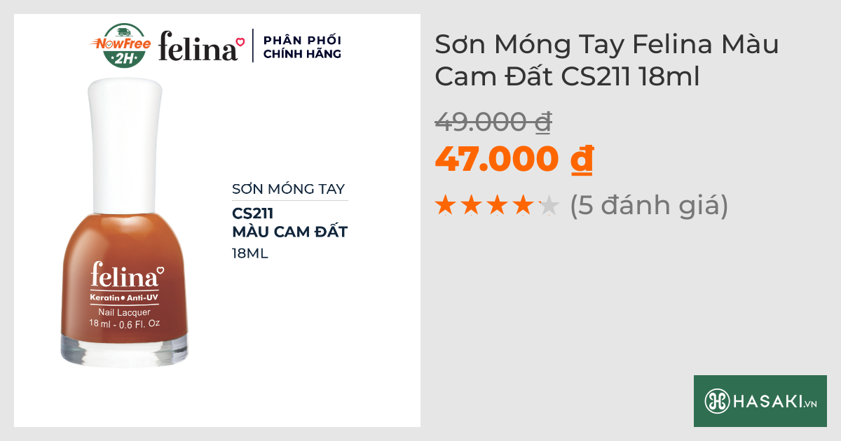 Sơn Móng Tay Felina CS211 Màu Cam Đất 18ml