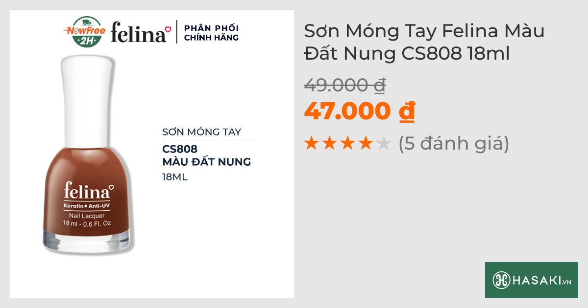 Sơn Móng Tay Felina CS808 Màu Đất Nung 18ml