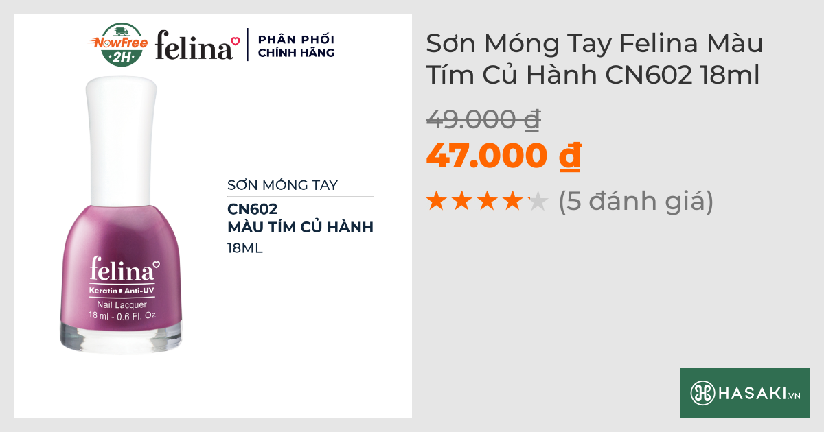 Sơn Móng Tay Felina CN602 Màu Tím Củ Hành 18ml