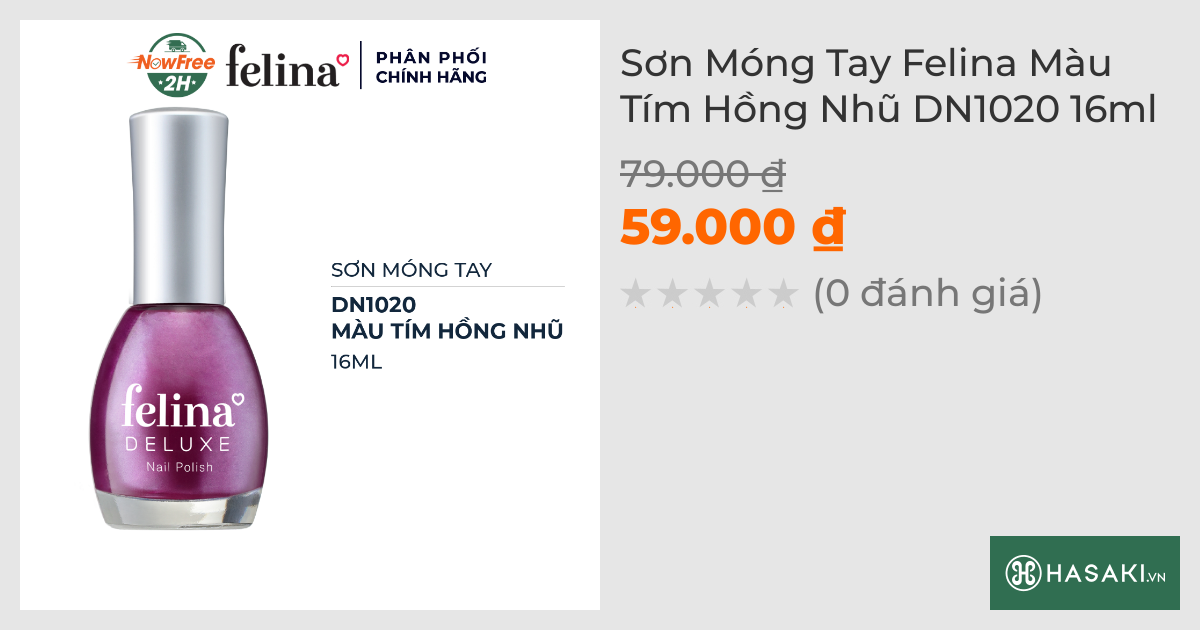 Sơn Móng Tay Felina DN1020 Màu Tím Hồng Nhũ 16ml