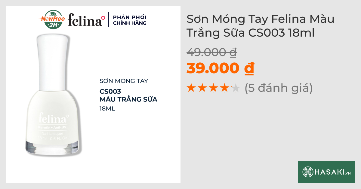 Sơn Móng Tay Felina CS003 Màu Trắng Sữa 18ml