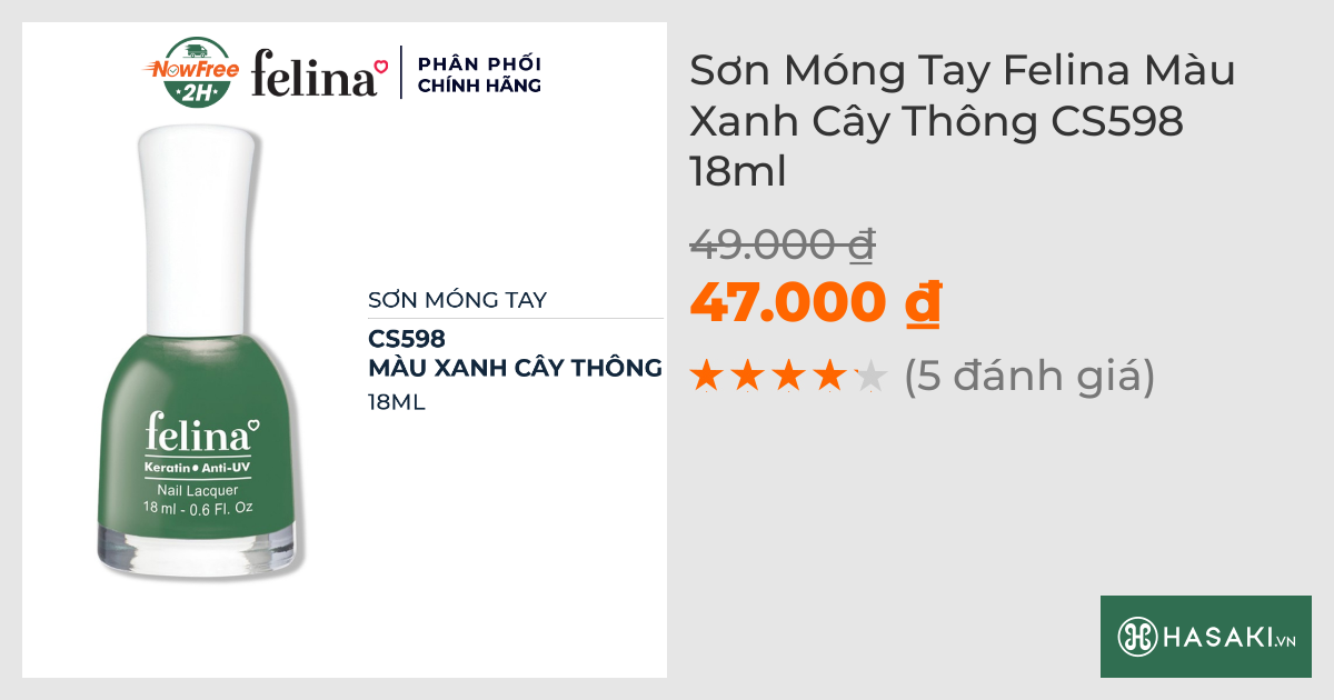 Sơn Móng Tay Felina CS598 Màu Xanh Cây Thông 18ml