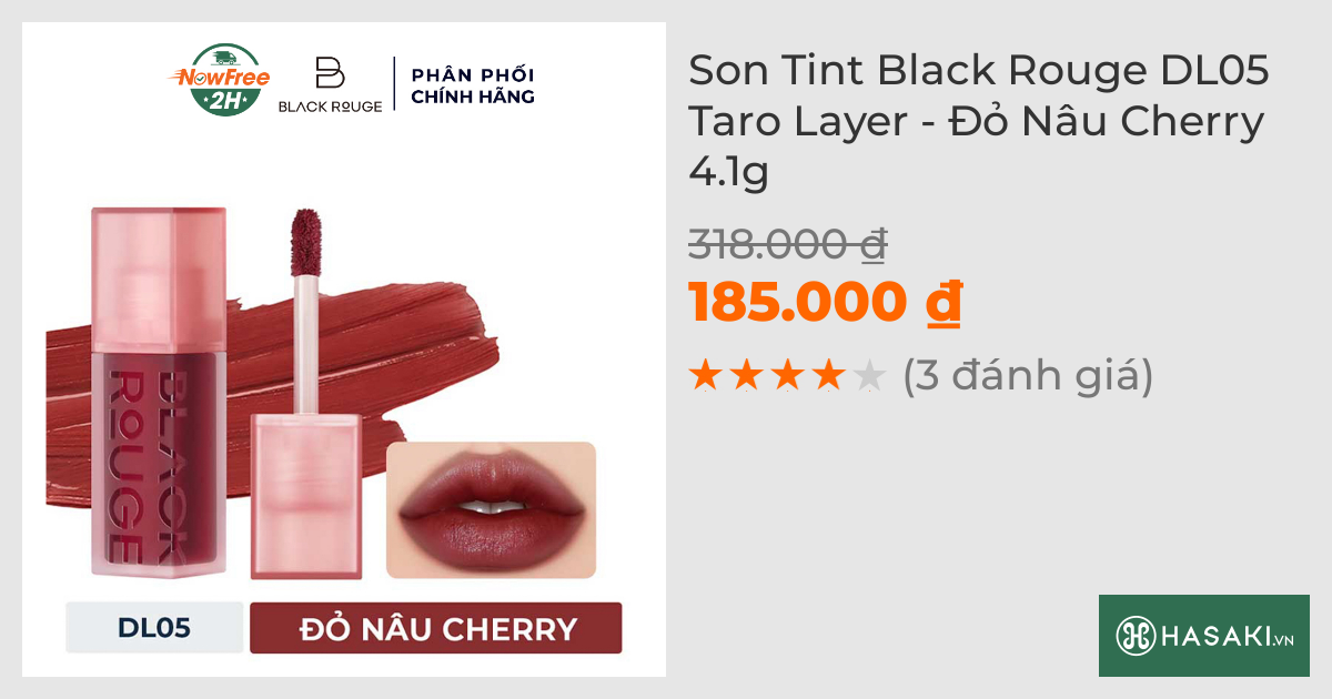 Son Tint Black Rouge DL05 Taro Layer - Đỏ Nâu Cherry 4.1g