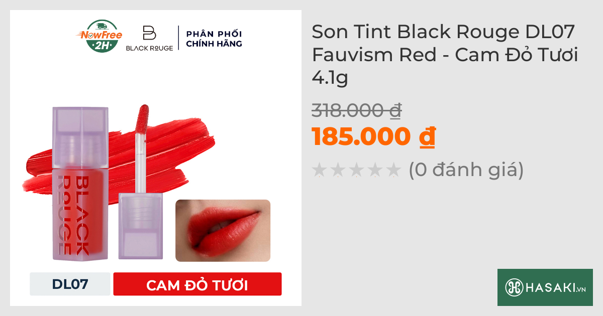 Son Tint Black Rouge DL07 Fauvism Red - Cam Đỏ Tươi 4.1g