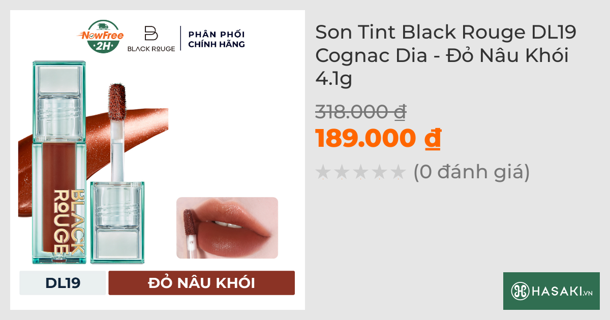 Son Tint Black Rouge DL19 Cognac Dia - Đỏ Nâu Khói 4.1g