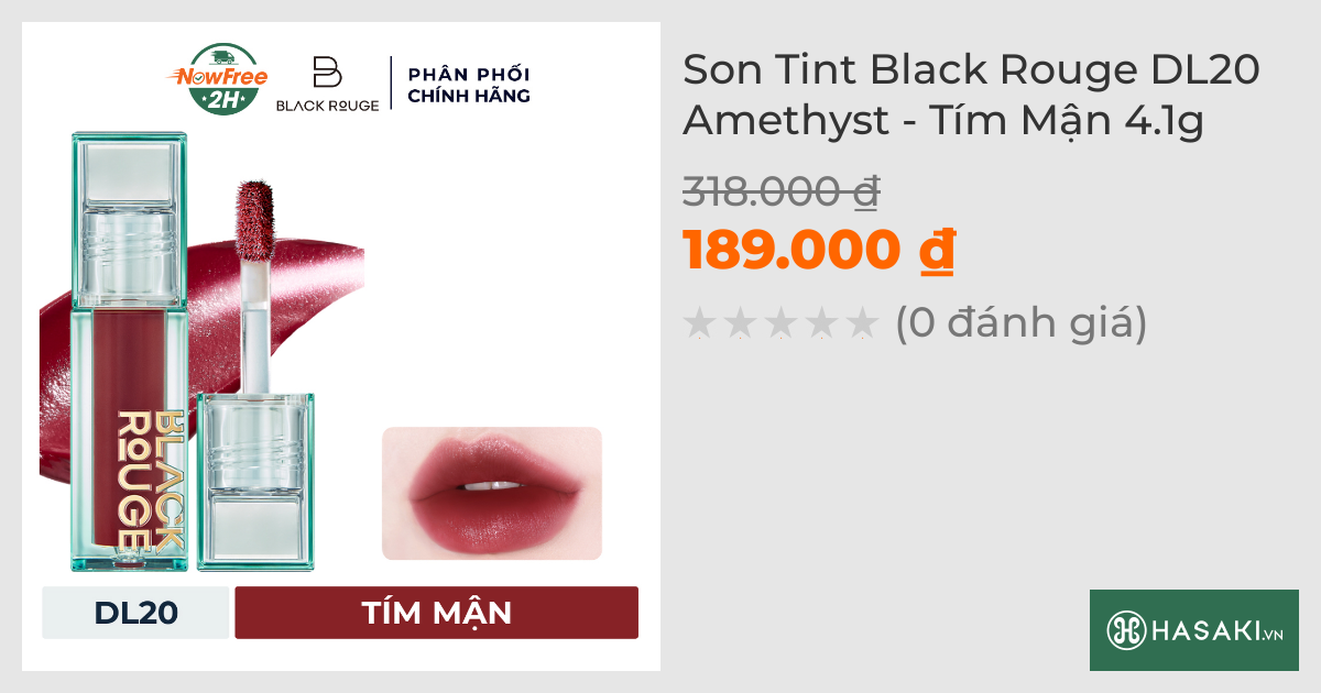 Son Tint Black Rouge DL20 Amethyst - Tím Mận 4.1g