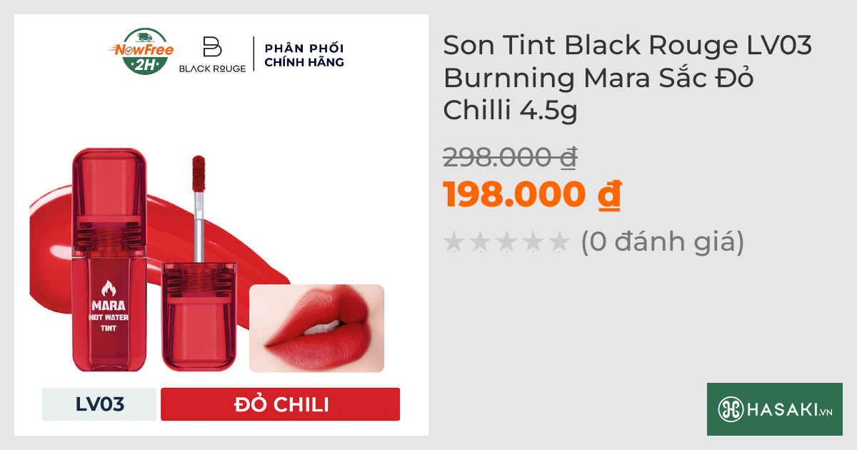 Son Tint Black Rouge LV03 Burnning Mara Sắc Đỏ Chilli 4.5g