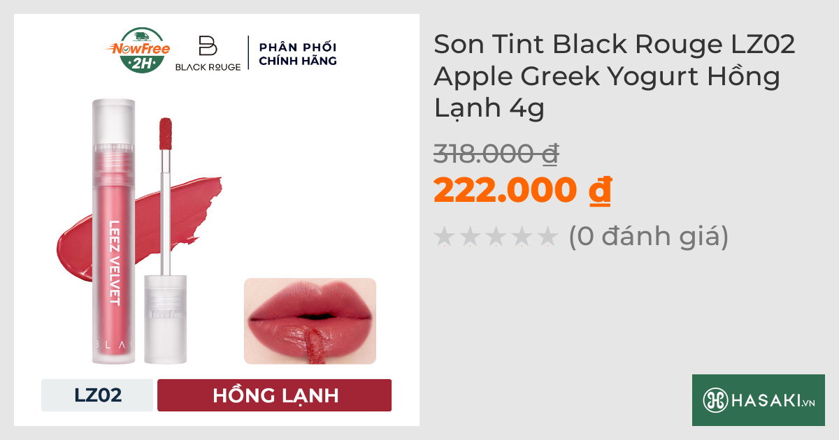 Son Tint Black Rouge LZ02 Apple Greek Yogurt Hồng Lạnh 4g