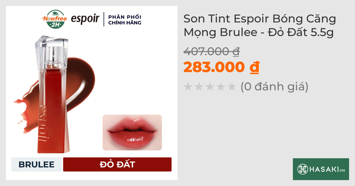 Son Tint Espoir Bóng Căng Mọng Brulee - Đỏ Đất 5.5g