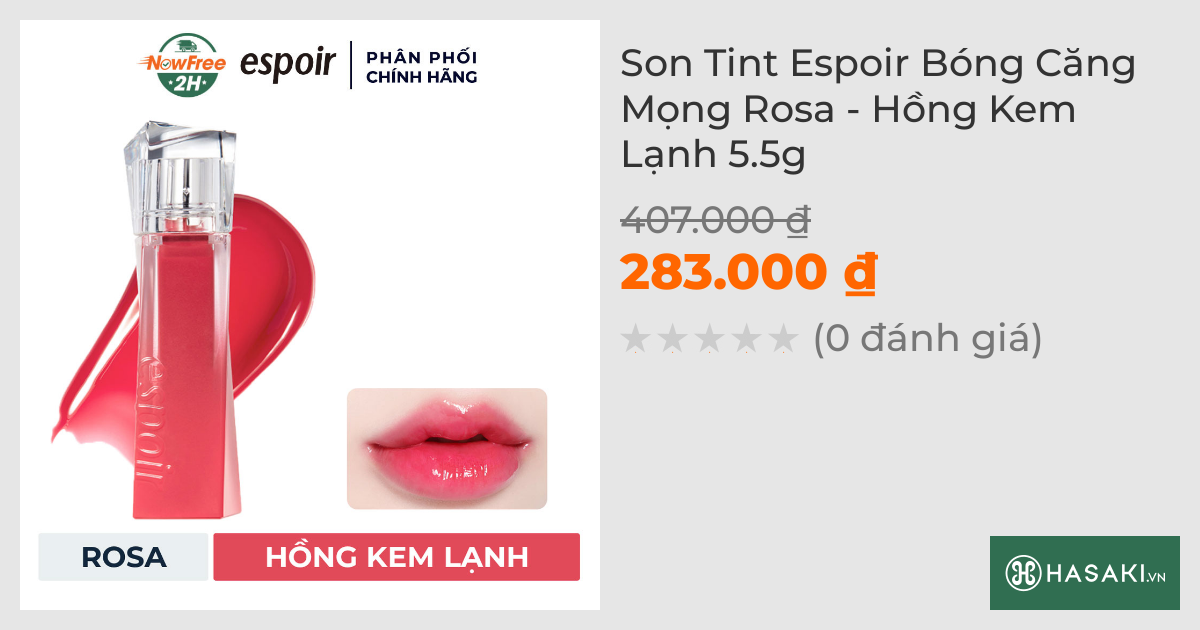 Son Tint Espoir Bóng Căng Mọng Rosa - Hồng Kem Lạnh 5.5g