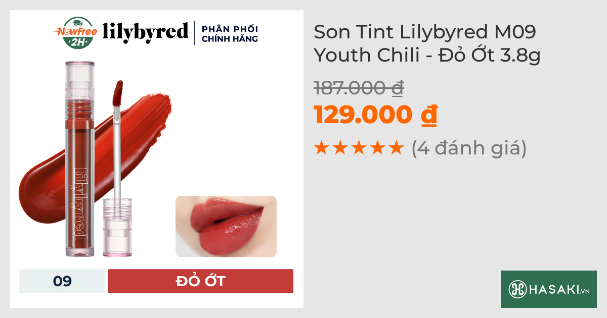 Son Tint Lilybyred M09 Youth Chili - Đỏ Ớt 3.8g