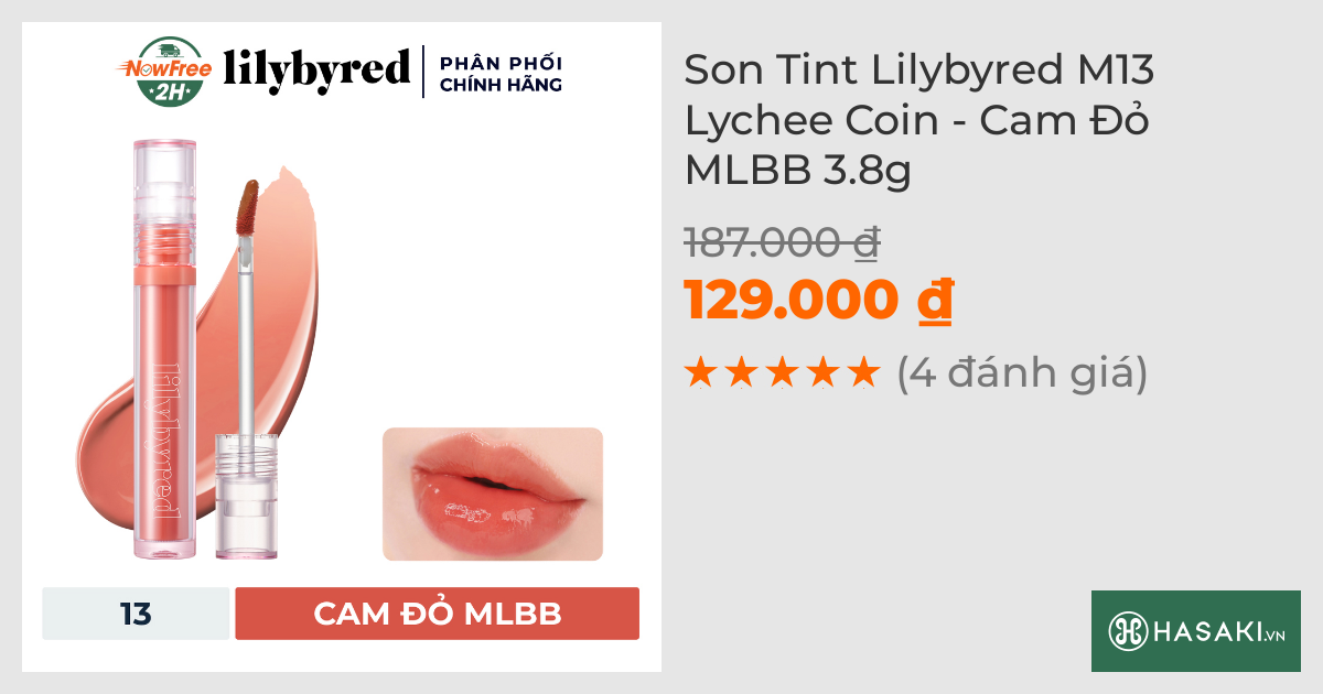 Son Tint Lilybyred M13 Lychee Coin - Cam Đỏ MLBB 3.8g