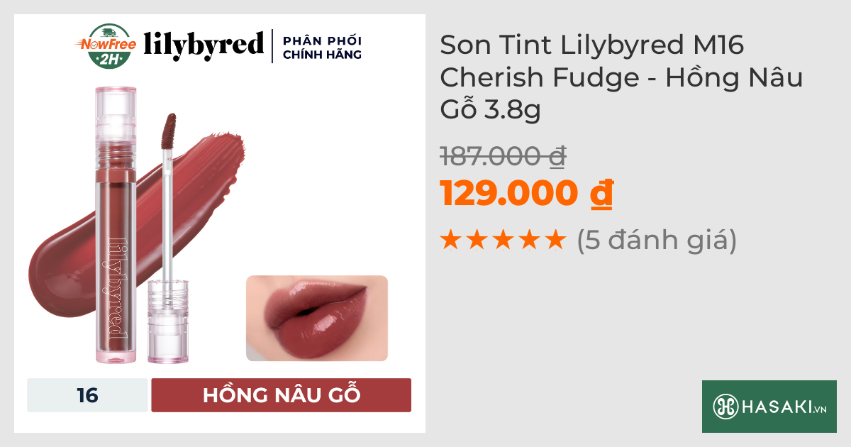 Son Tint Lilybyred M16 Cherish Fudge - Hồng Nâu Gỗ 3.8g