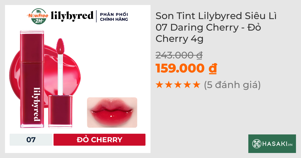 Son Tint Lilybyred Siêu Lì 07 Daring Cherry - Đỏ Cherry 4g