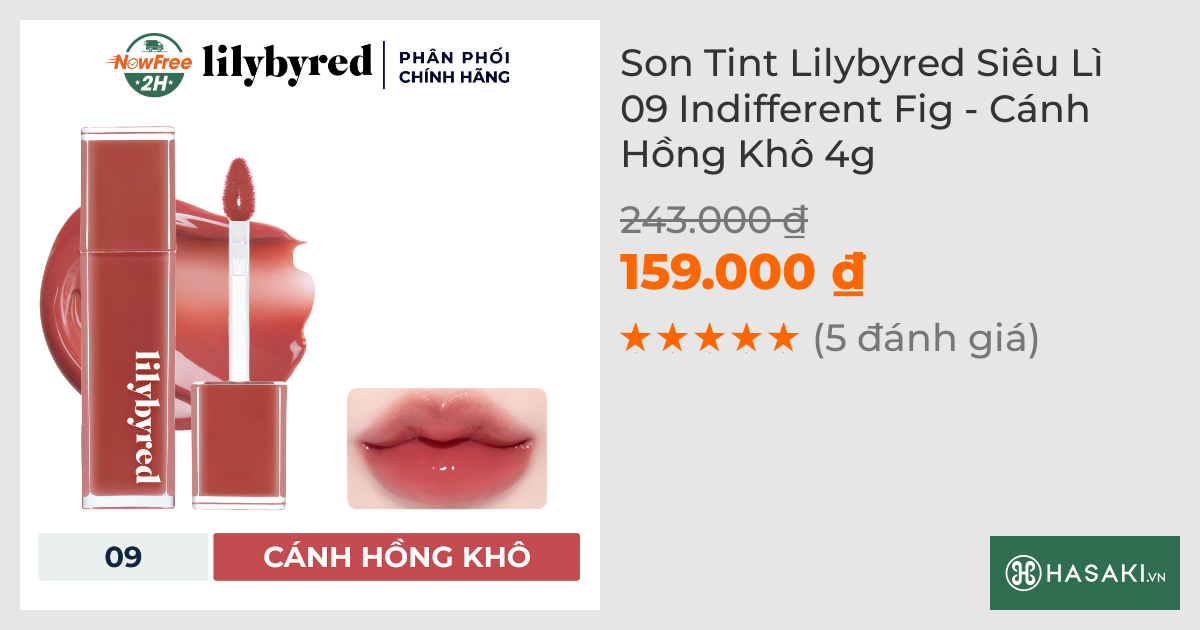 Son Tint Lilybyred Siêu Lì 09 Indifferent Fig - Cánh Hồng Khô 4g