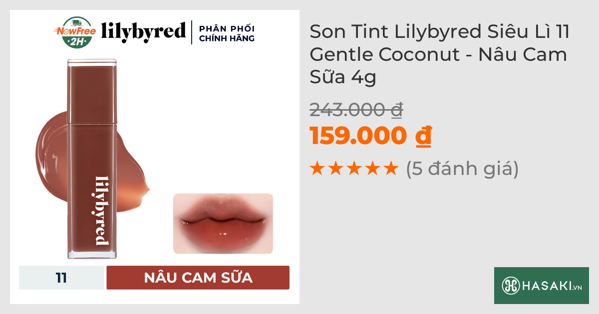 Son Tint Lilybyred Siêu Lì 11 Gentle Coconut - Nâu Cam Sữa 4g