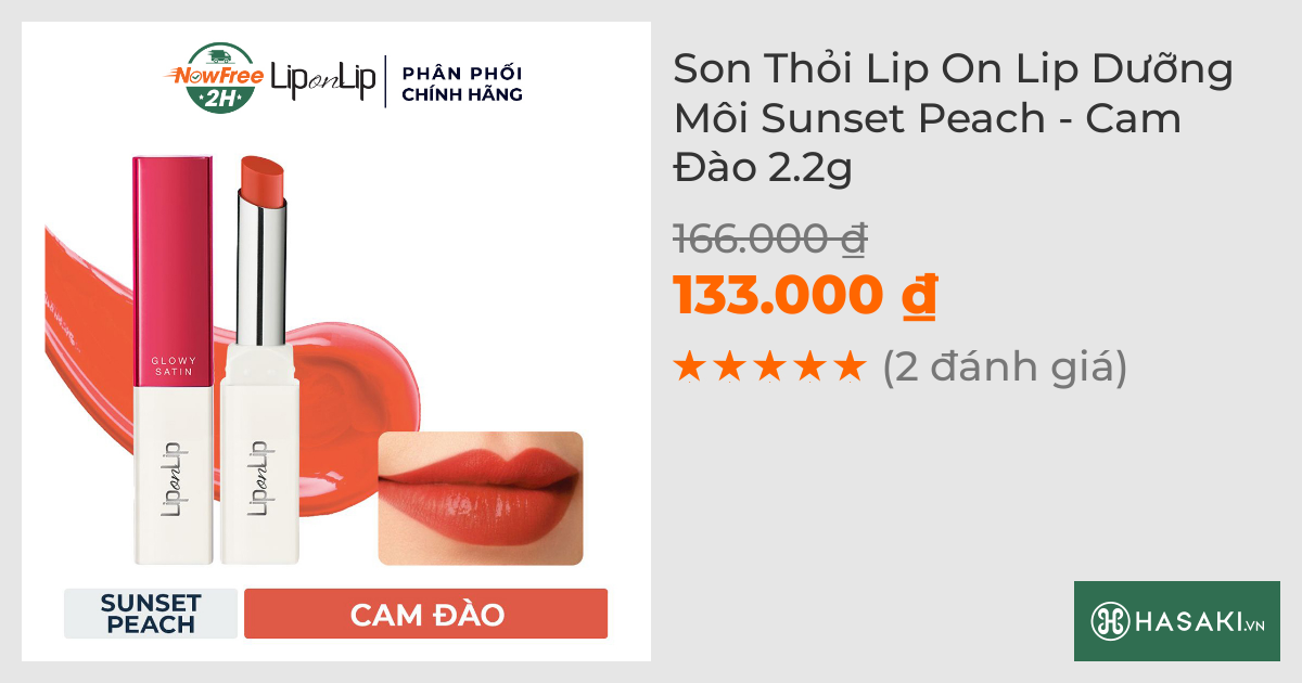 Son Thỏi Lip On Lip Dưỡng Môi Sunset Peach - Cam Đào 2.2g