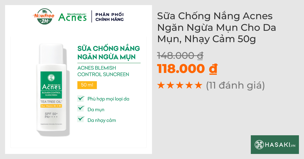 Sữa Chống Nắng Acnes Ngăn Ngừa Mụn Cho Da Mụn, Nhạy Cảm 50g