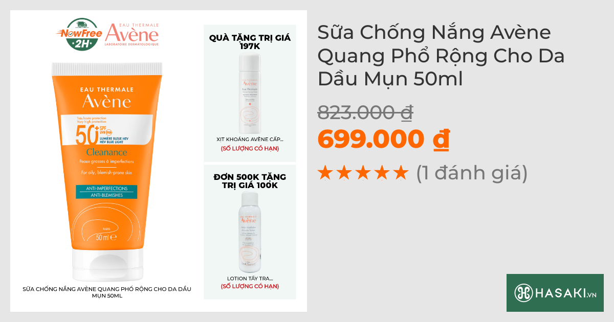 Sữa Chống Nắng Avène Quang Phổ Rộng Cho Da Dầu Mụn 50ml