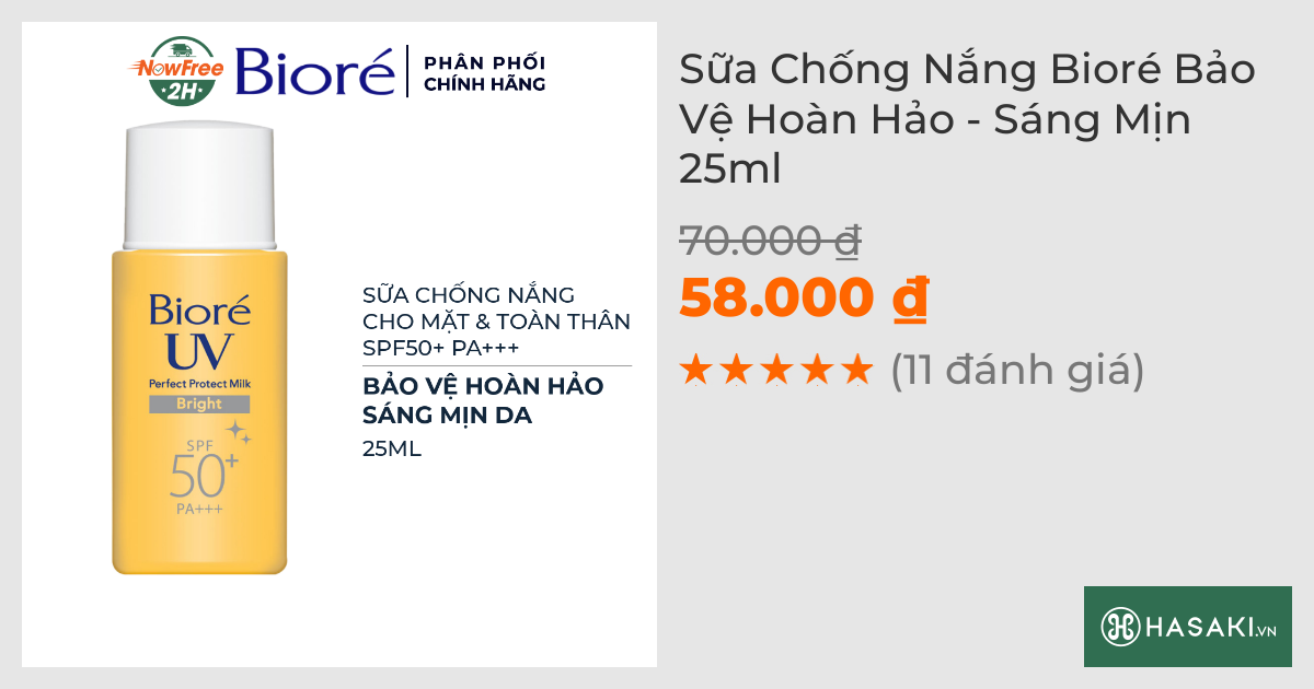 Sữa Chống Nắng Bioré Bảo Vệ Hoàn Hảo - Sáng Mịn 25ml