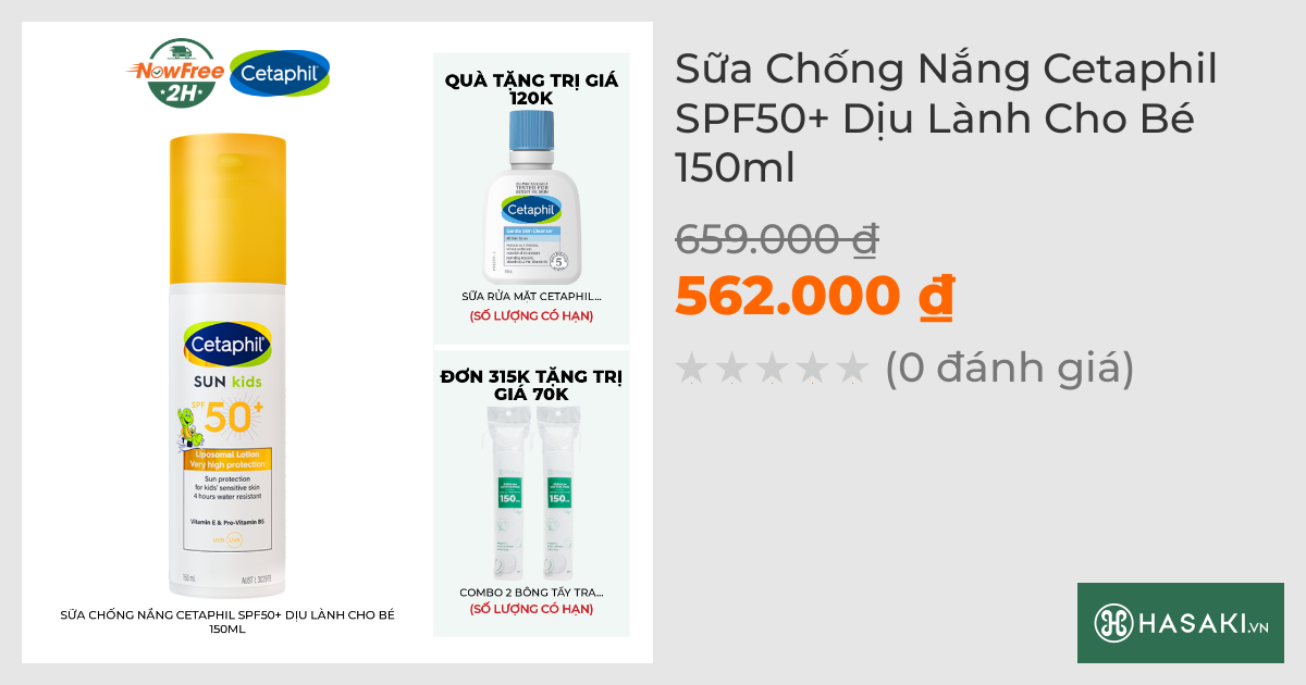 Sữa Chống Nắng Cetaphil SPF50+ Dịu Lành Cho Bé 150ml