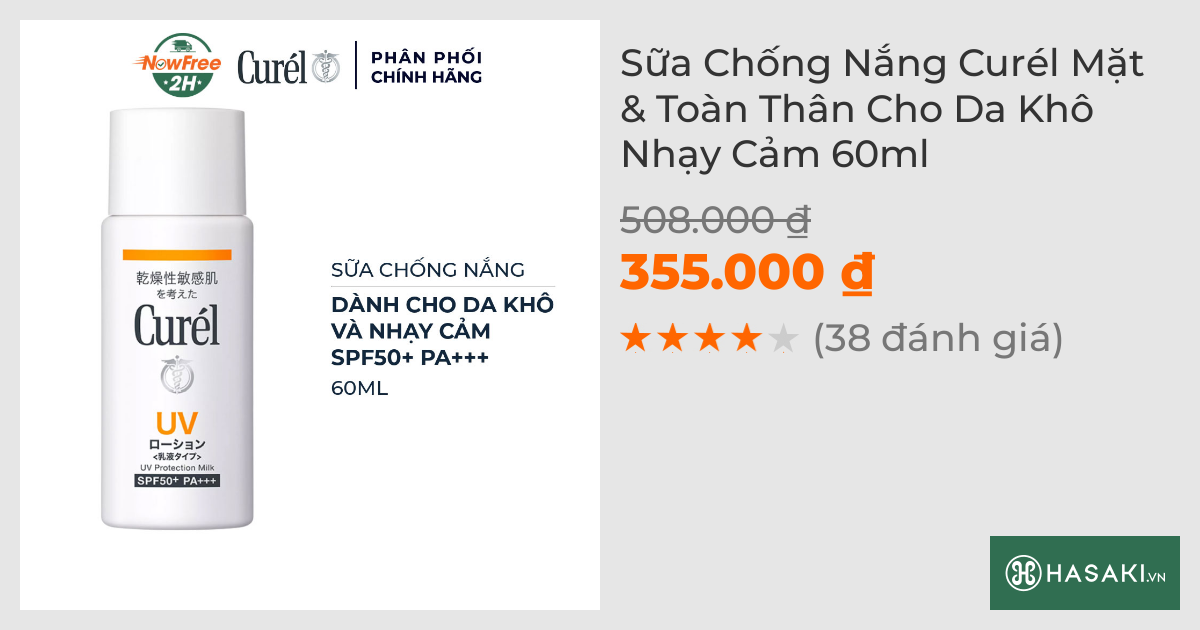 Sữa Chống Nắng Curél Mặt & Toàn Thân Cho Da Khô Nhạy Cảm 60ml