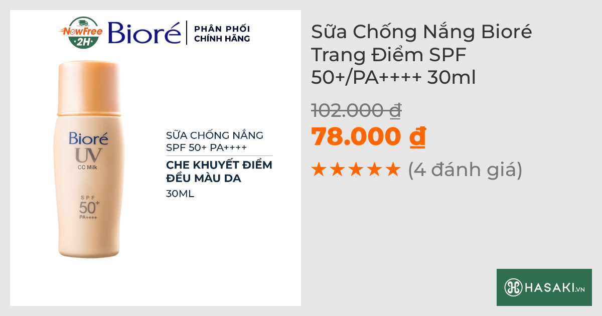 Sữa Chống Nắng Bioré Trang Điểm SPF 50+/PA++++ 30ml