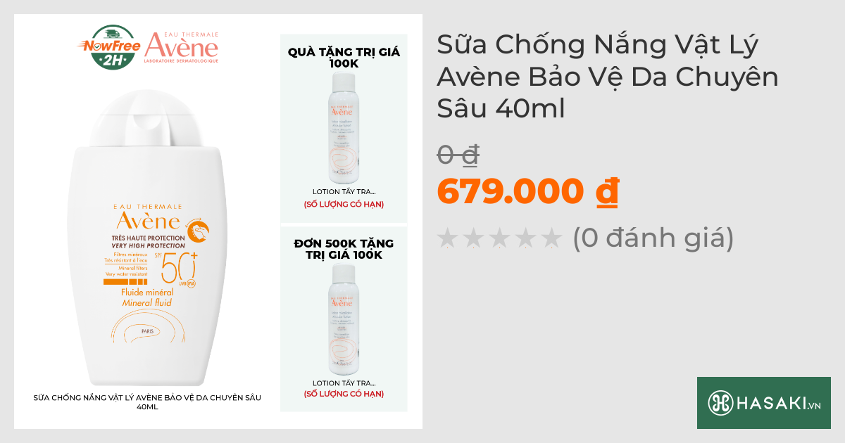 Sữa Chống Nắng Vật Lý Avène Bảo Vệ Da Chuyên Sâu 40ml