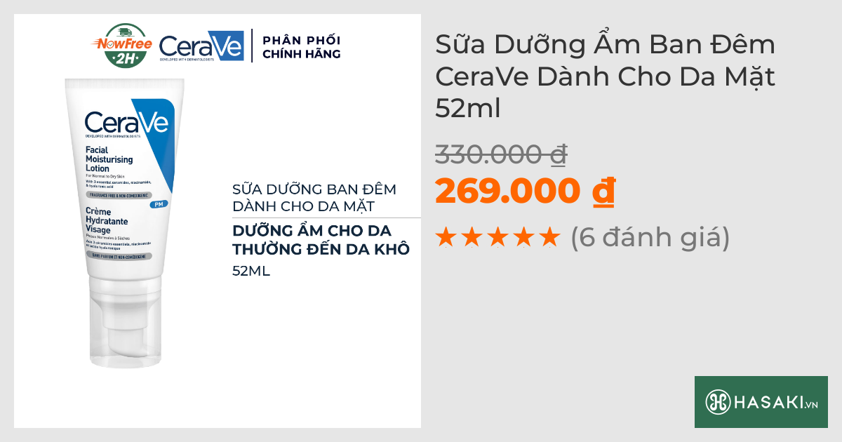 Sữa Dưỡng Ẩm Ban Đêm CeraVe Dành Cho Da Mặt 52ml