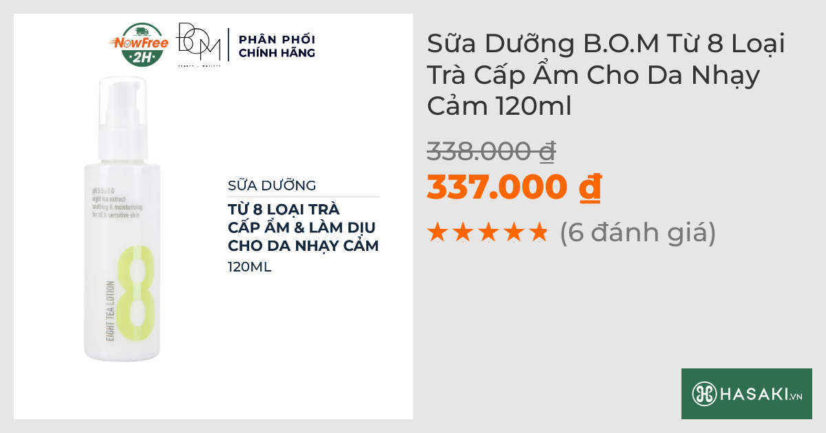 Sữa Dưỡng B.O.M Từ 8 Loại Trà Cấp Ẩm Cho Da Nhạy Cảm 120ml