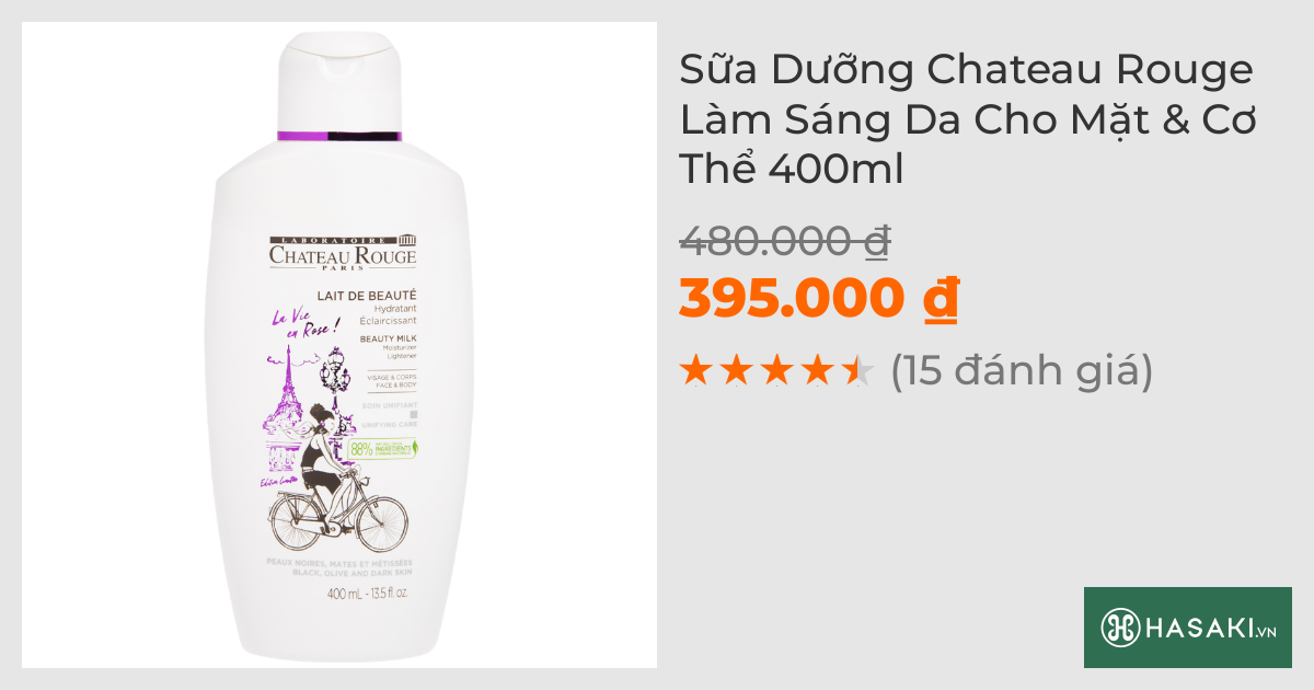 Sữa Dưỡng Chateau Rouge Làm Sáng Da Cho Mặt & Cơ Thể 400ml