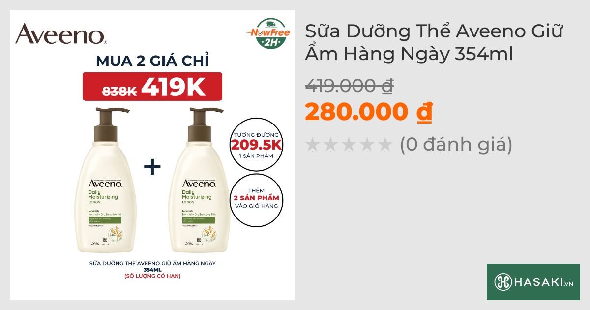 Sữa Dưỡng Thể Aveeno Giữ Ẩm Hàng Ngày 354ml