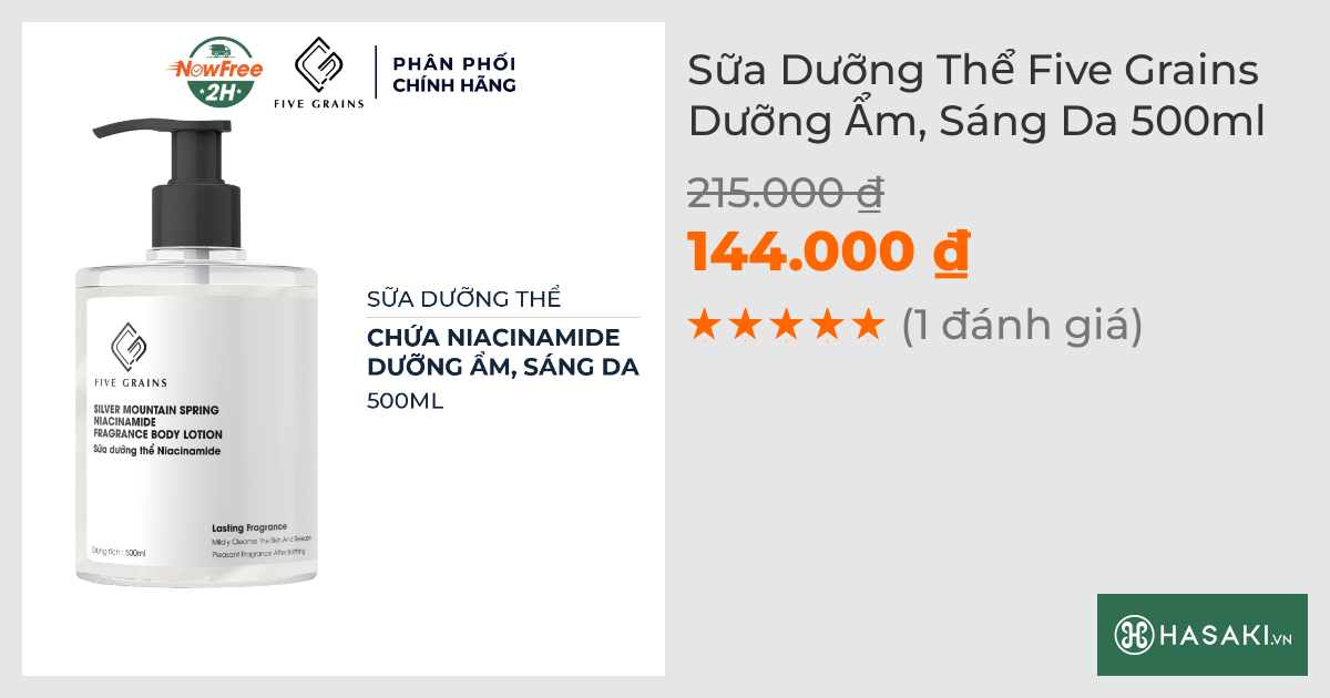 Sữa Dưỡng Thể Five Grains Dưỡng Ẩm, Sáng Da 500ml