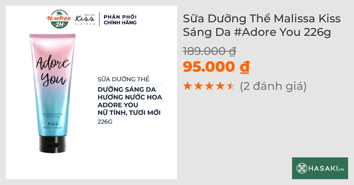 Sữa Dưỡng Thể Malissa Kiss Sáng Da #Adore You 226g