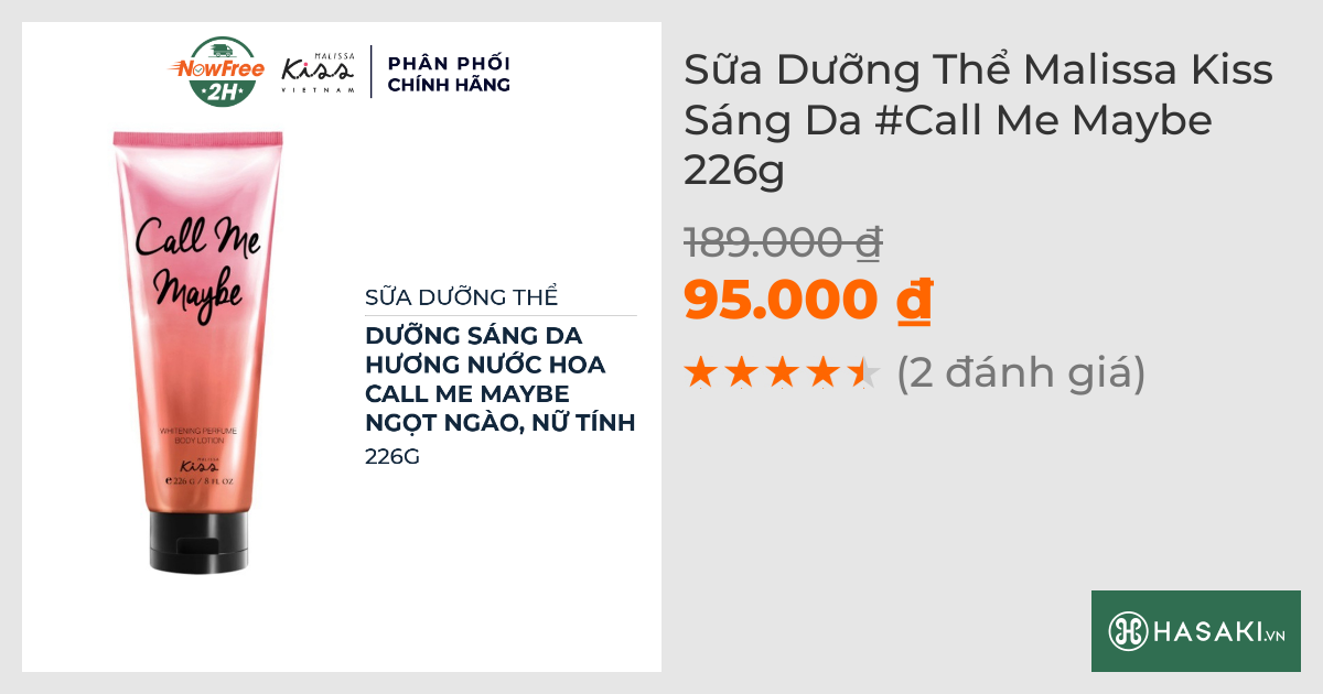 Sữa Dưỡng Thể Malissa Kiss Sáng Da #Call Me Maybe 226g