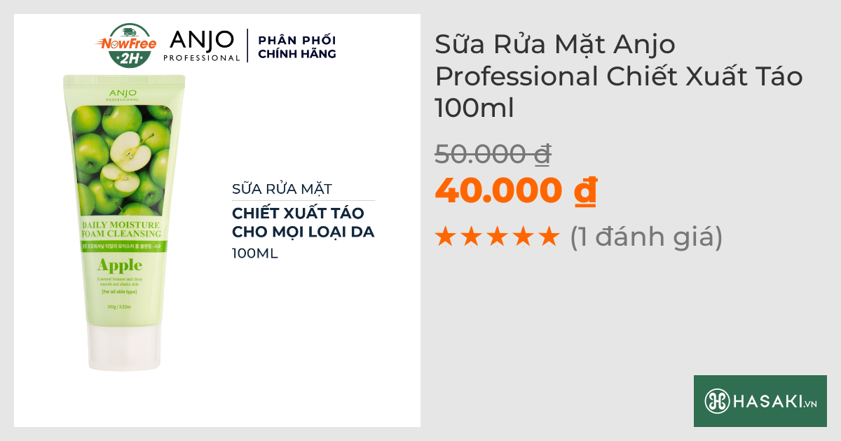 Sữa Rửa Mặt Anjo Professional Chiết Xuất Táo 100ml