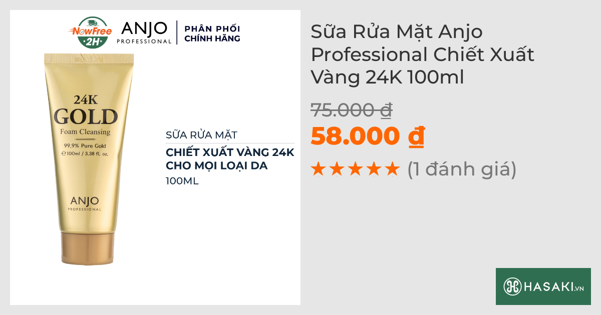 Sữa Rửa Mặt Anjo Professional Chiết Xuất Vàng 24K 100ml