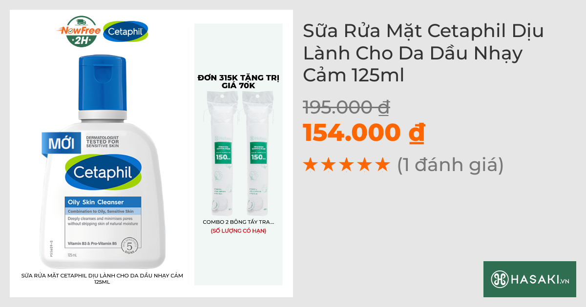 Sữa Rửa Mặt Cetaphil Dịu Lành Cho Da Dầu Nhạy Cảm 125ml